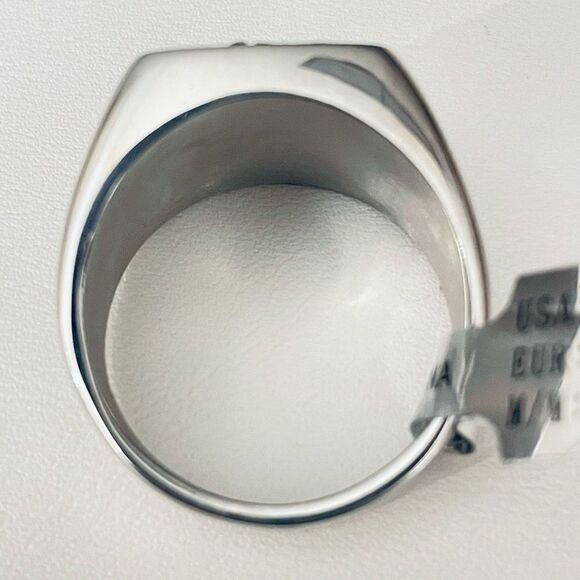 NWT Gorgeous Silver Men Ring Sz 11 EDFORCE Stainless Steel with Silver Cristals - Picture 7 of 12